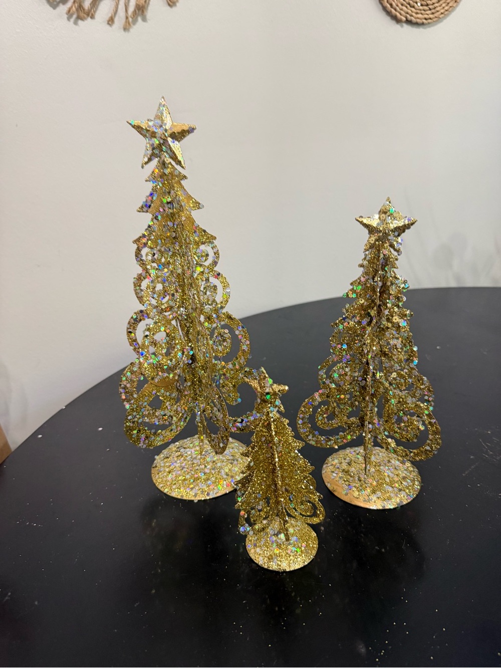 3 Kirkland's Gold Metal Christmas Trees.
Vintage